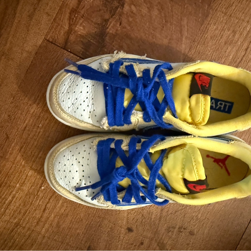 Nike Kids Sneakers - White, Blue, and Yellow